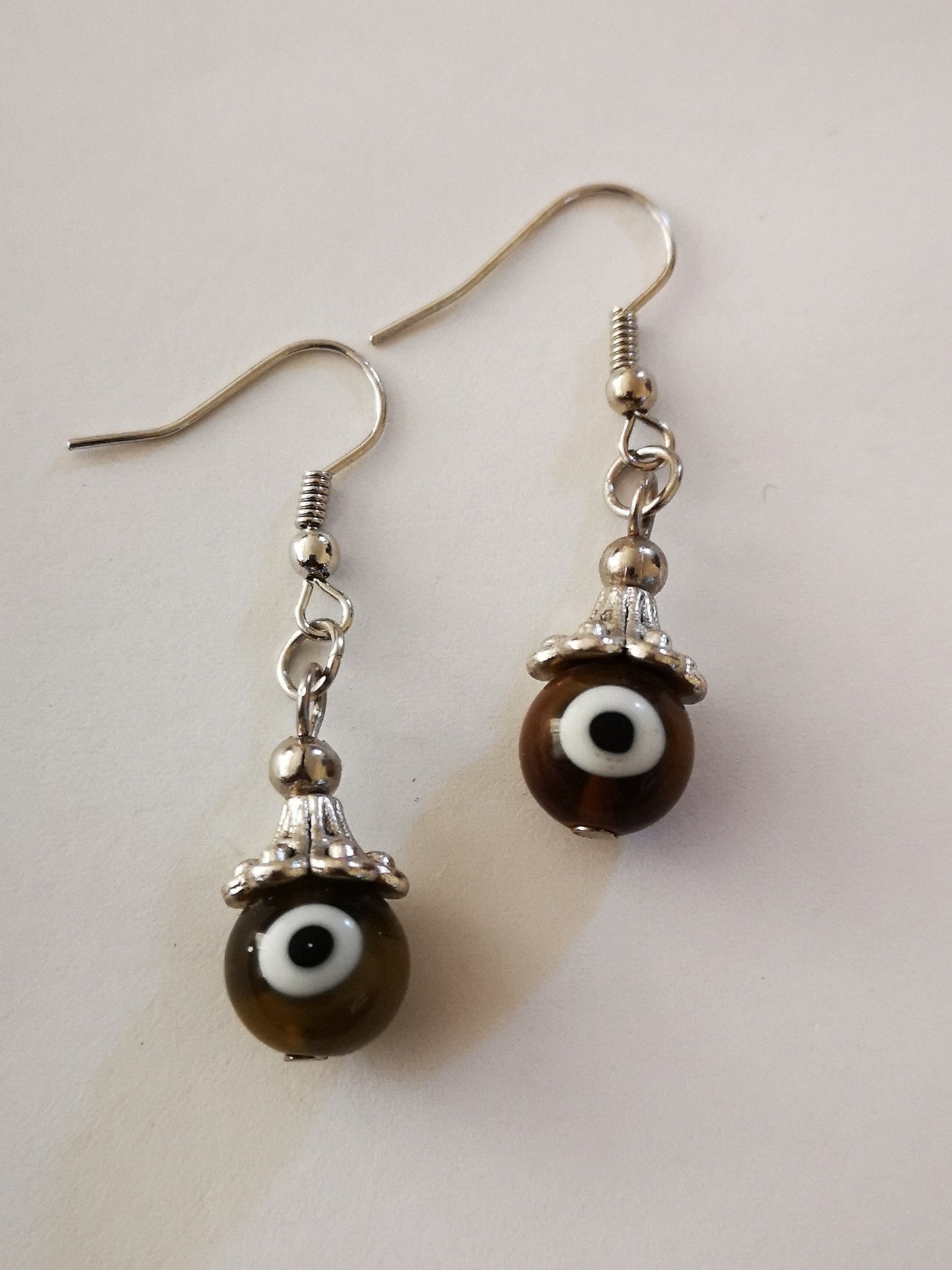 Olive Evil Eye Spiritual Protection Ball Beaded Earrings, for Women, Girls, Men. - ST1