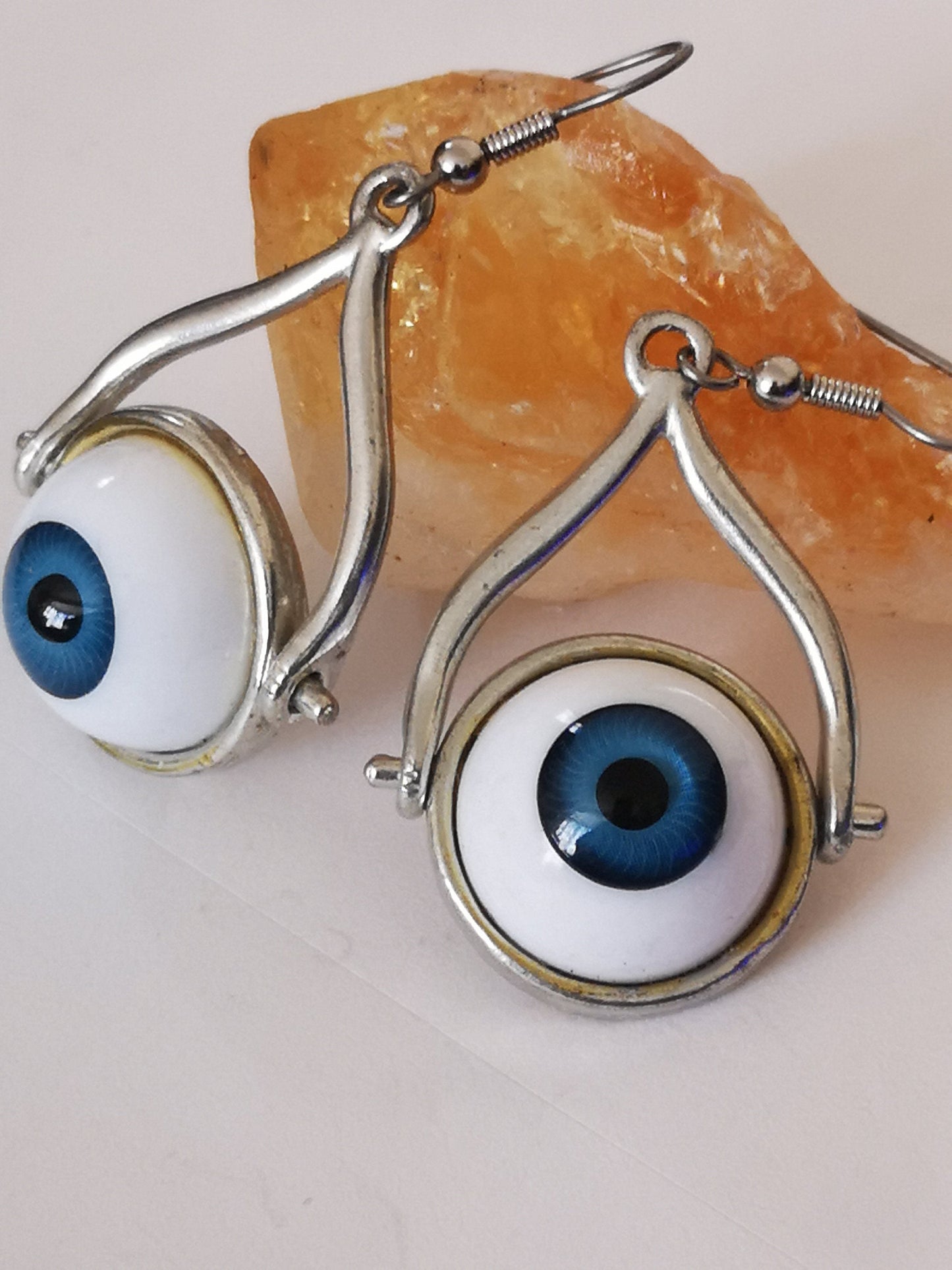 Blue Evil Eye Spiritual Protection Large Movable Earrings, for Women, Girls, Men.