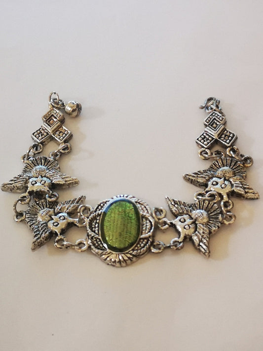 Owl Multi Charm Green Amulet Bracelet for Women, Girls, Men.
