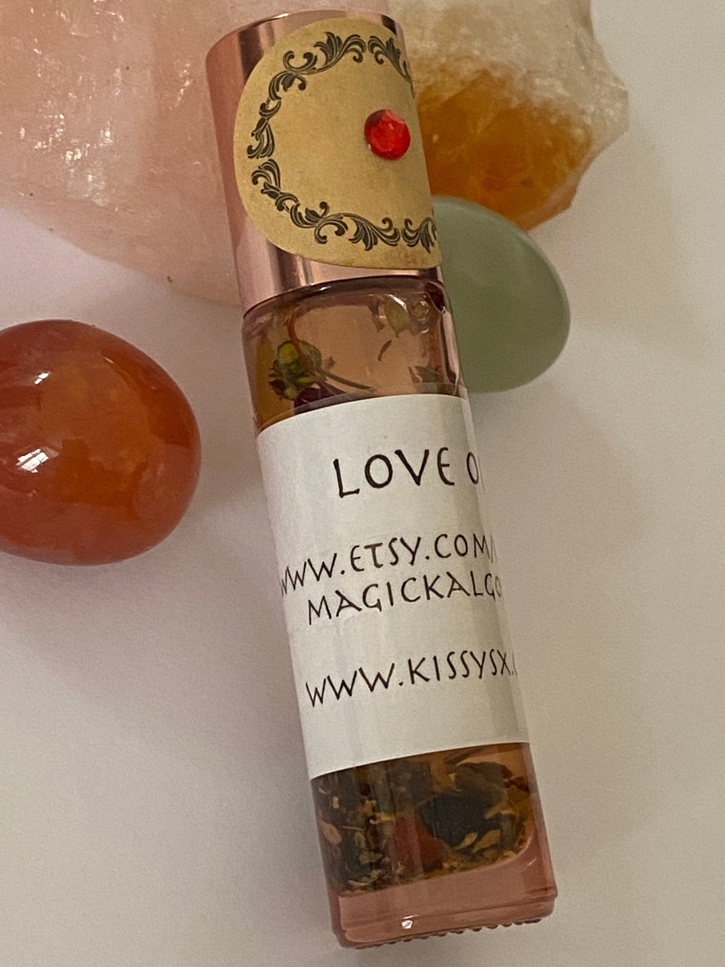 Kissys Love Magickal Oil - Roll on Hoodoo - Wiccan - Magick - With Herbs and Roots. Draws Love and Romance to you. 10ml