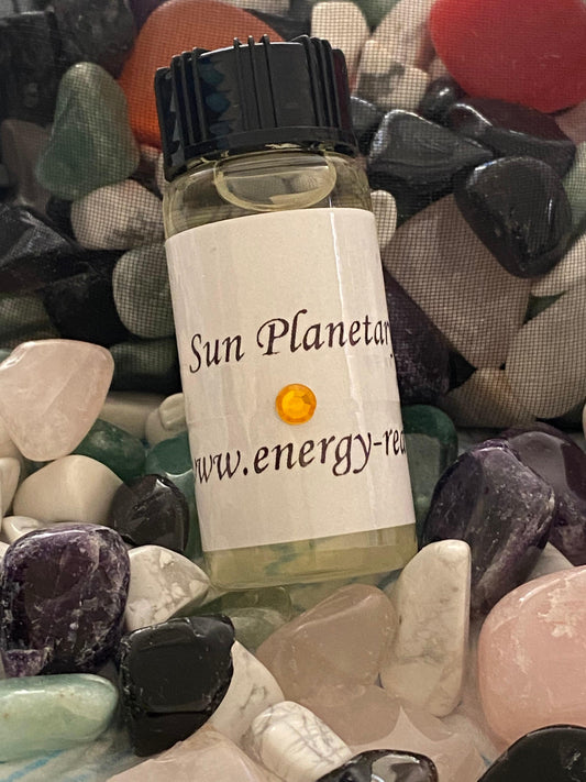 Sun Planetary Magical  Oil 10ml Bottle. - With crystals. Astrology, Anointing, Gift