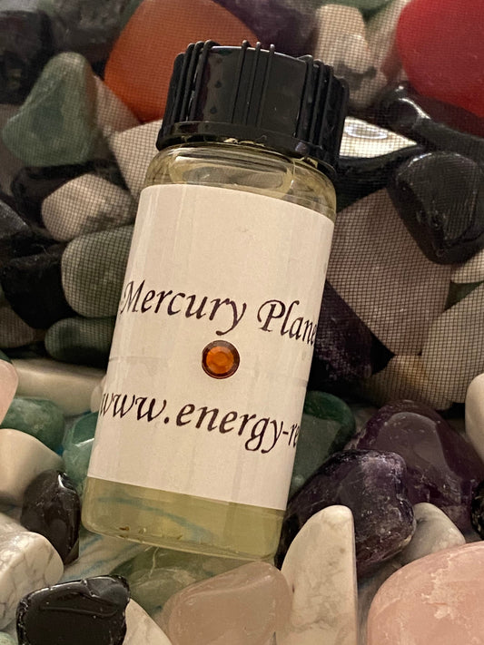 Mercury Planetary Magical  Oil 10ml Bottle. - With crystals. Astrology, Anointing, Gift