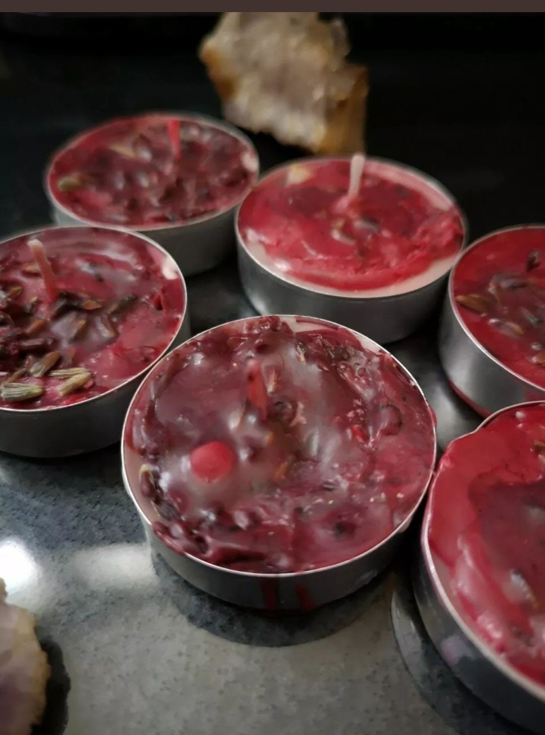6 Hoodoo Love TeaLight Candles, made with herbs, roots, oils & powders. Handmade Blend - Use to attract Love.