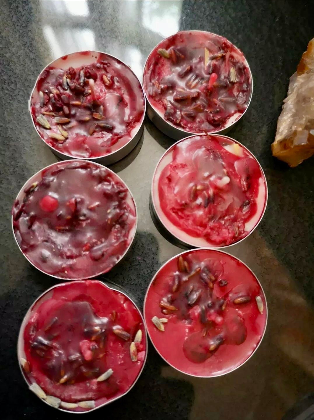 6 Hoodoo Love TeaLight Candles, made with herbs, roots, oils & powders. Handmade Blend - Use to attract Love.