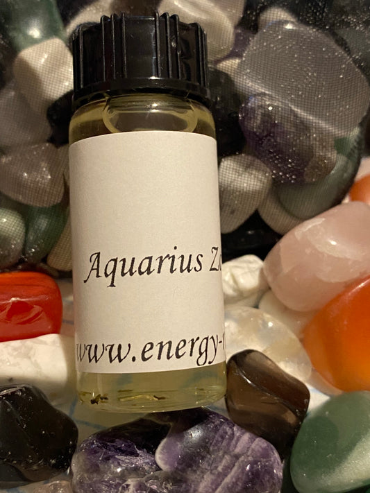 Aquarius Zodiac Magical  Oil 10ml Bottle. - With crystals. Astrology, Anointing, Gift