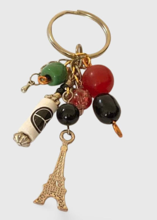 Eiffel Tower Bead Multi Charm Keyring, Hand Bag Charm with Beads, Gift For her, Birthday, Cute Gift.