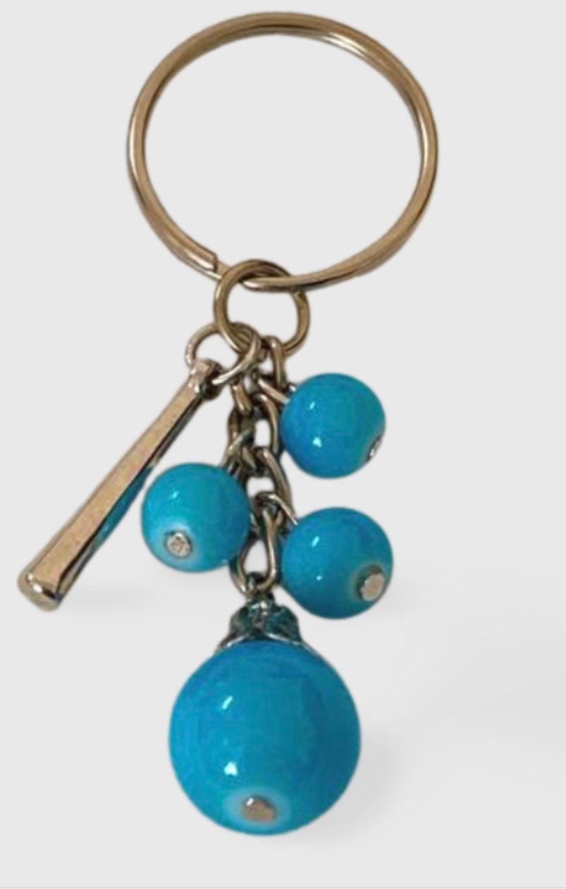 Baby Blue Beaded Multi Charm Keyring, Hand Bag Charm, Gift For her, Birthday, Cute Gift.