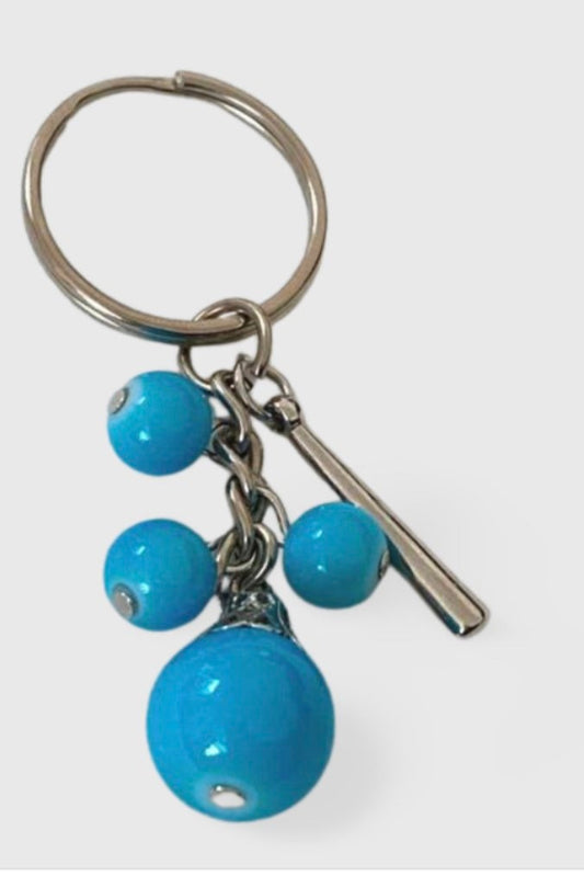 Baby Blue Beaded Multi Charm Keyring, Hand Bag Charm, Gift For her, Birthday, Cute Gift.