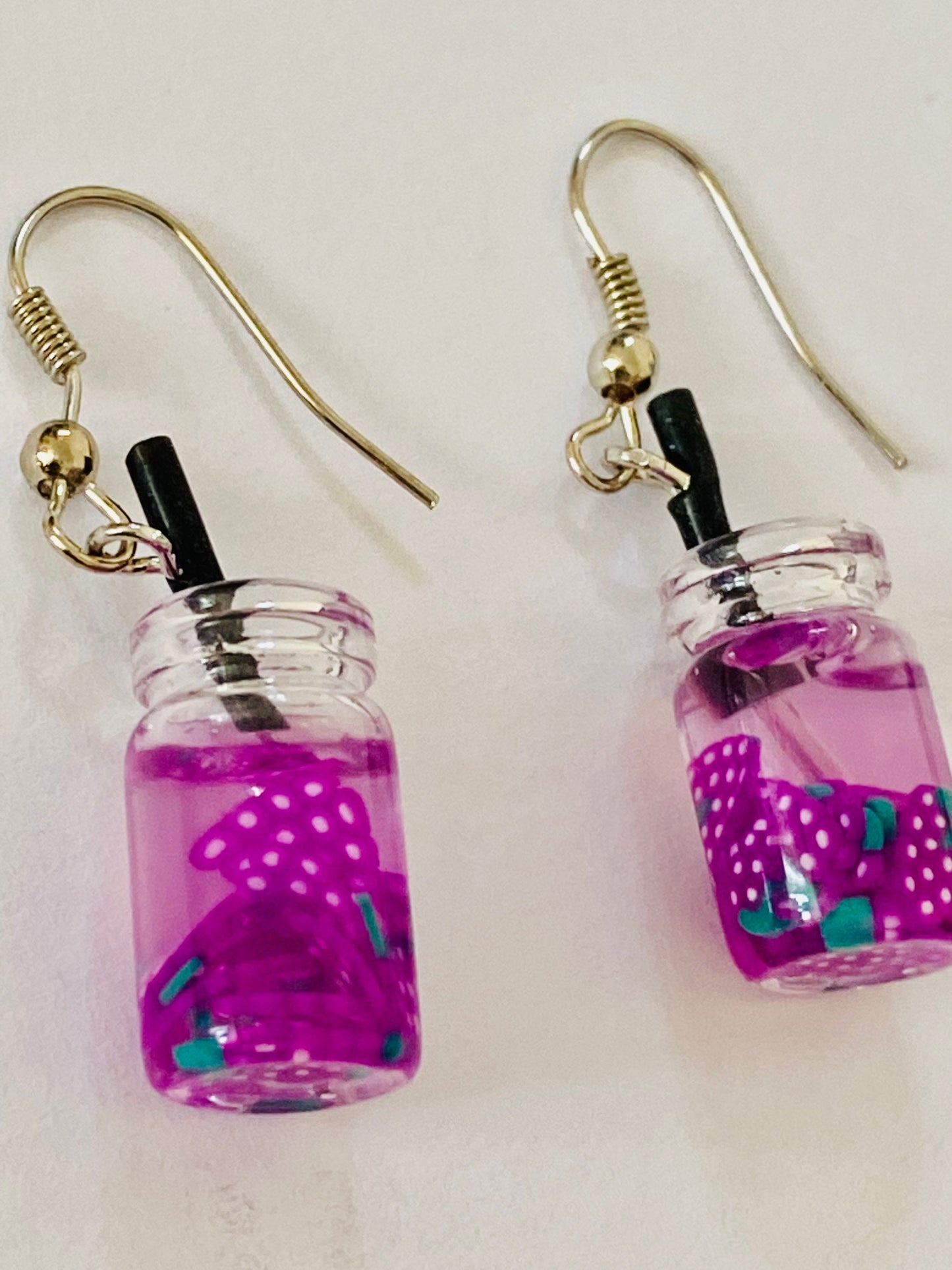 Woman, Girls Purple Colour Mason Glass Charm Beaded Fashion, Boho  Dangle Earrings. Hook Drop, Pierced Ears.