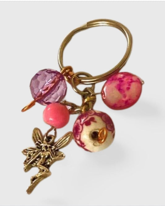 Fairy Bead Multi Charm Keyring, Hand Bag Charm with Beads, Gift For her, Birthday, Cute Gift.