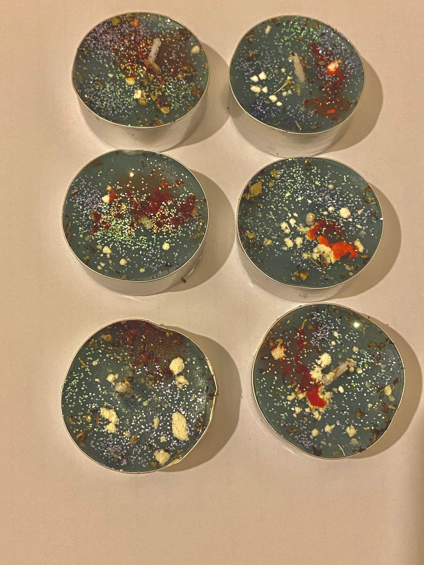 12 Happy Home Protection Tea light Candles, made with herbs, oils & powders. Handmade Blend - Use for a protected happy home.