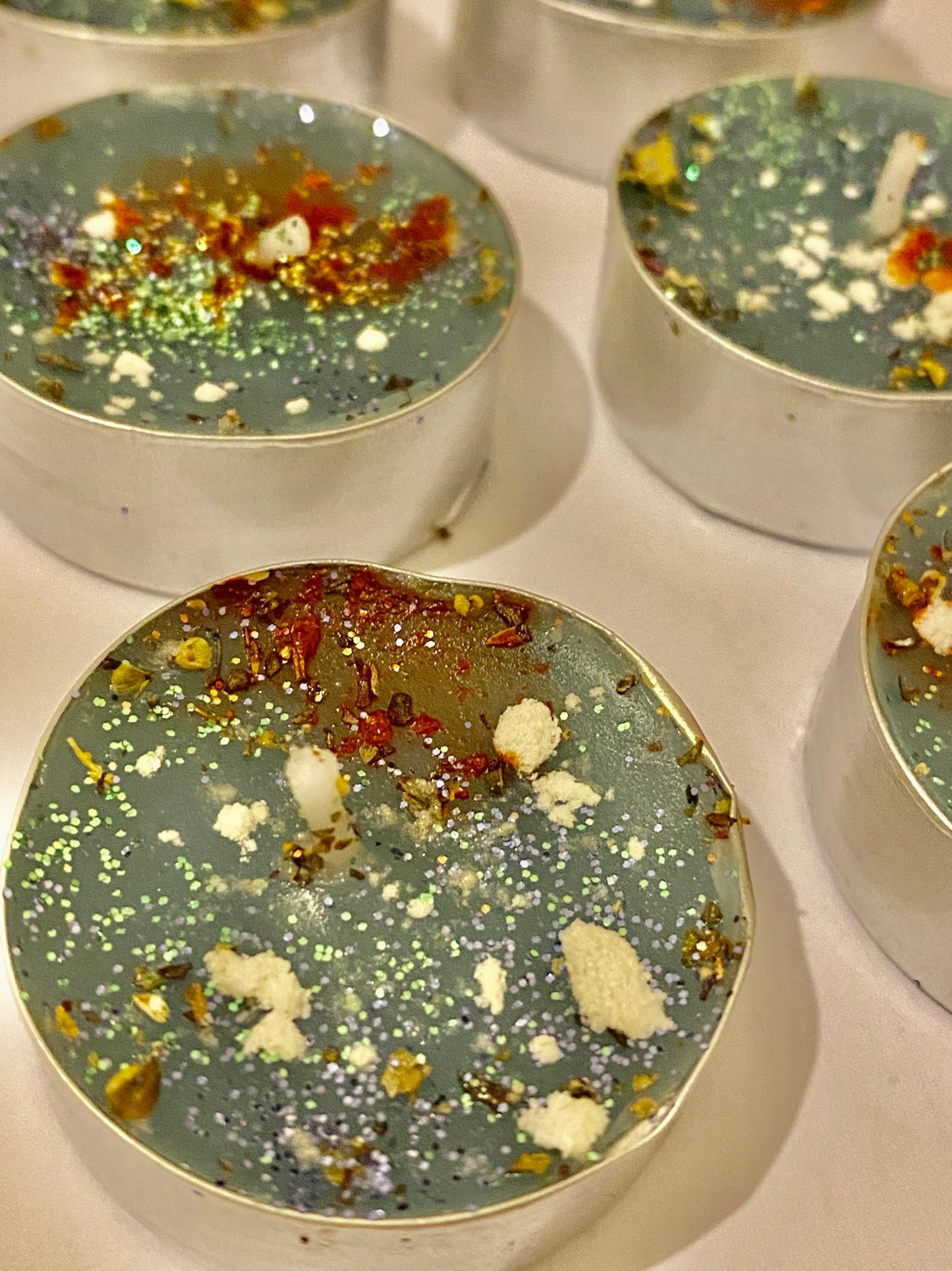 12 Happy Home Protection Tea light Candles, made with herbs, oils & powders. Handmade Blend - Use for a protected happy home.