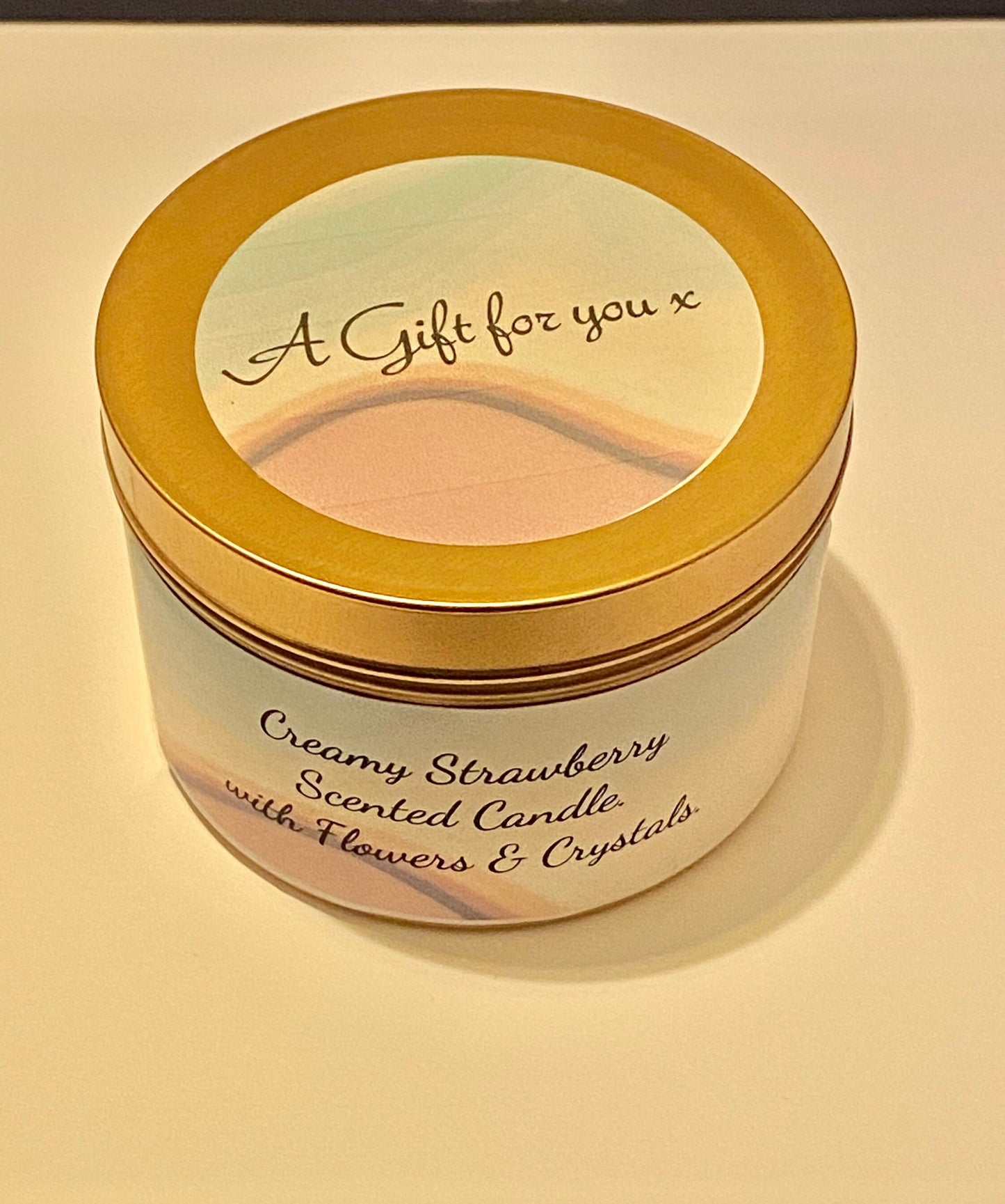 Creamy Scented Tin Luxury Candle infused with Flowers and Crystals. 8oz - Choose your Scent