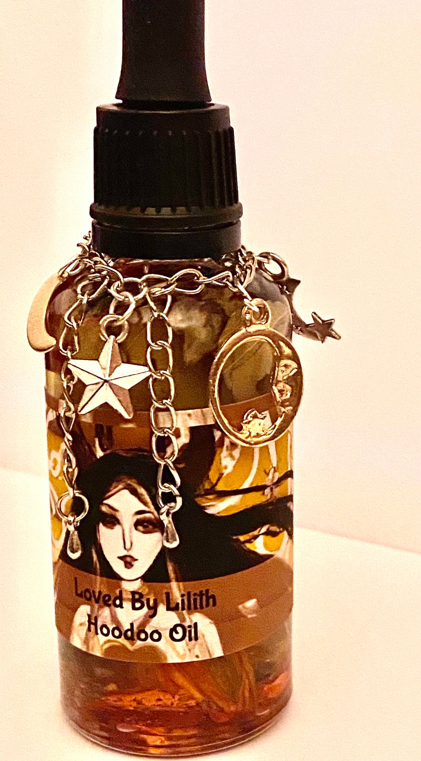 4 x Loved by Lilith Hoodoo Magickal Oil 50ml Dropper Bottle - With Herbs, Crystals and Roots.- Voodoo, Vodun, Santeria.