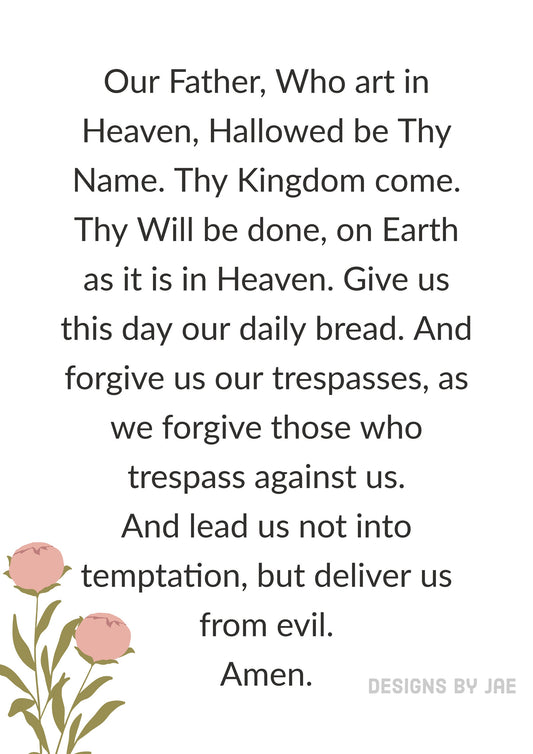 Our Father Prayer Card. A5 with Envelope | Catholic | Christian | Gift | Keepsake | Holy