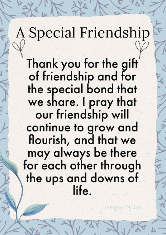 A Special Friendship Keepsake Card. A5 with Envelope | Catholic | Christian | Gift | Keepsake | Holy