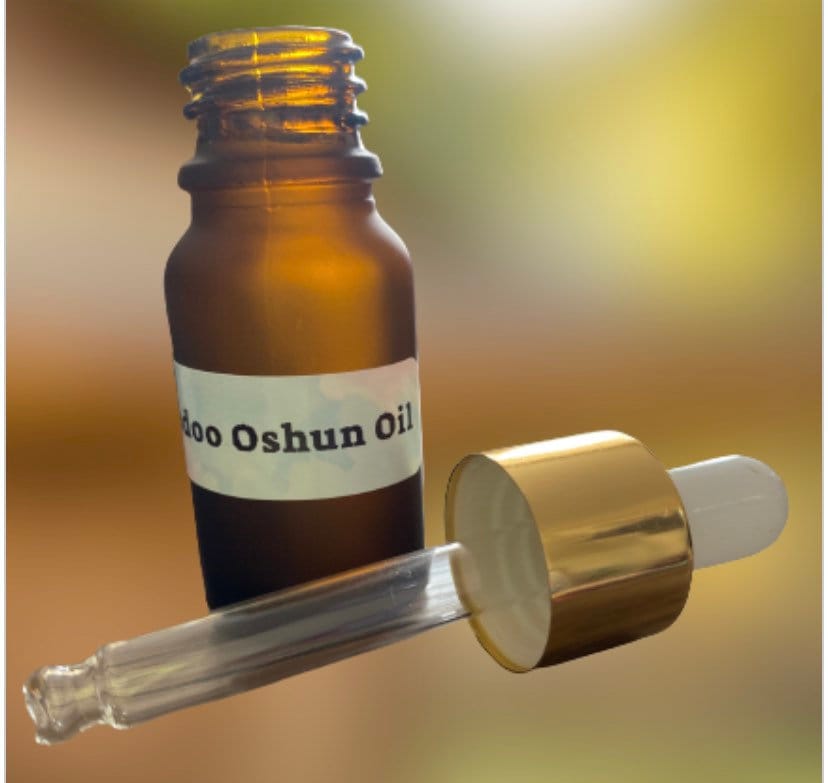 Hoodoo Oshun Oil. Use for Love, Prosperity, Fertility, Beauty, Abundance, Creativity.