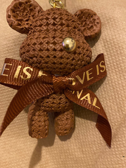 Brown Teddy Bear with bell Keyring, Hand Bag, Belt Phone Charm. Gift For her, Birthday, Cute Gift, Fun, Cute. Purse Charm, Jewellery.