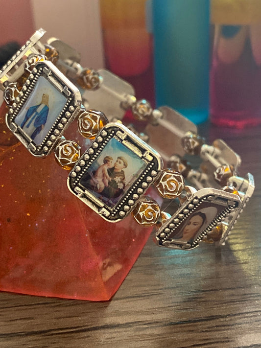 Holy Christian Bracelet.  With Rose Beads. Catholic | Ladies, Girls, Gift For her, Birthday, Cute Gift. Style 012