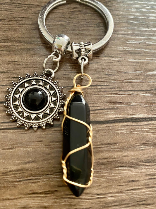 Black Pretty Multi Charm Keyring, Hand Bag Charm with Beads, Gift For her, Birthday, Cute Gift, Fun, Cute.