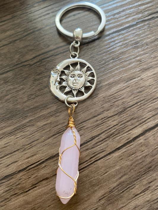 Pink Pretty Multi Charm Keyring, Hand Bag Charm with Sun Charm. Gift For her, Birthday, Cute Gift, Fun, Cute.